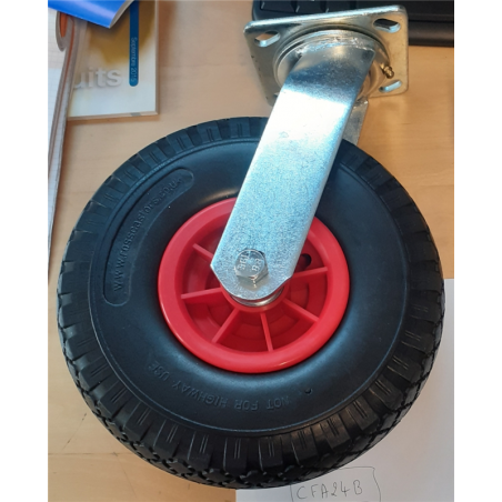Support petite roue + pneu + roulement pour CF24 du Chariot Transport de Lait*