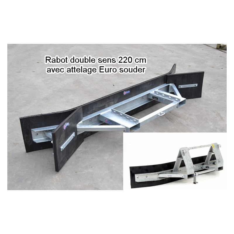 Rabot Caoutchouc double sens 220 cm  - armurée cables d'acier Attelage Euro-pal