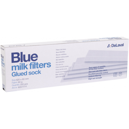 Filtre à lait 620x60 - 60 gr Bleu Coller (200x) d'origine Delaval 905777-11