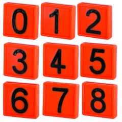 Plaque Numérotée, Orange 44x46 mm chiffre au choix de 0 à 9 (lot de 10 identique