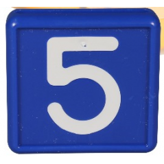 Plaque Numérotée, Bleu 44x46 mm chiffre au choix de 0 à 9 (lot de 10 identique)