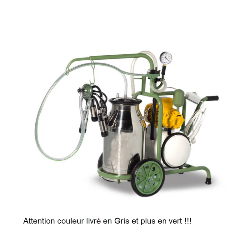 Chariot de traite CT 1 vache 1 pot 40 litres Inox - huiler - resserve - Gris*