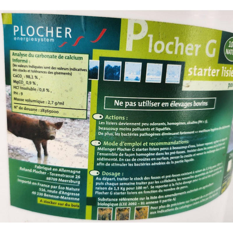 Plocher G seau de 10 Kg- liquidateur de Lisier - Porcs