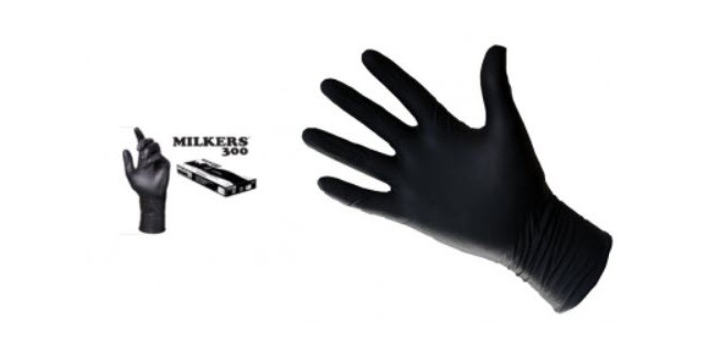 Gants de traite noirs en nitrile MILKERS